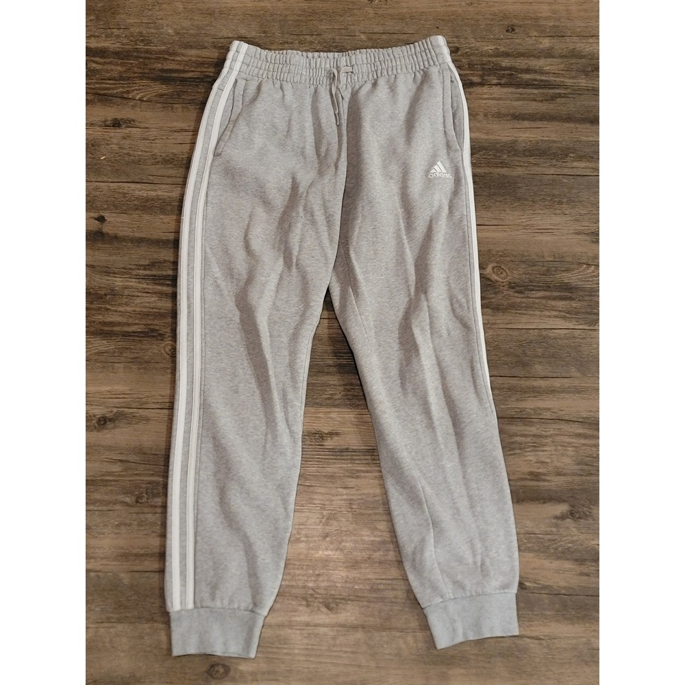 Adidas Essentials 3-Stripes Joggers Heather Grey Sweatpants‎ Mens Medium
